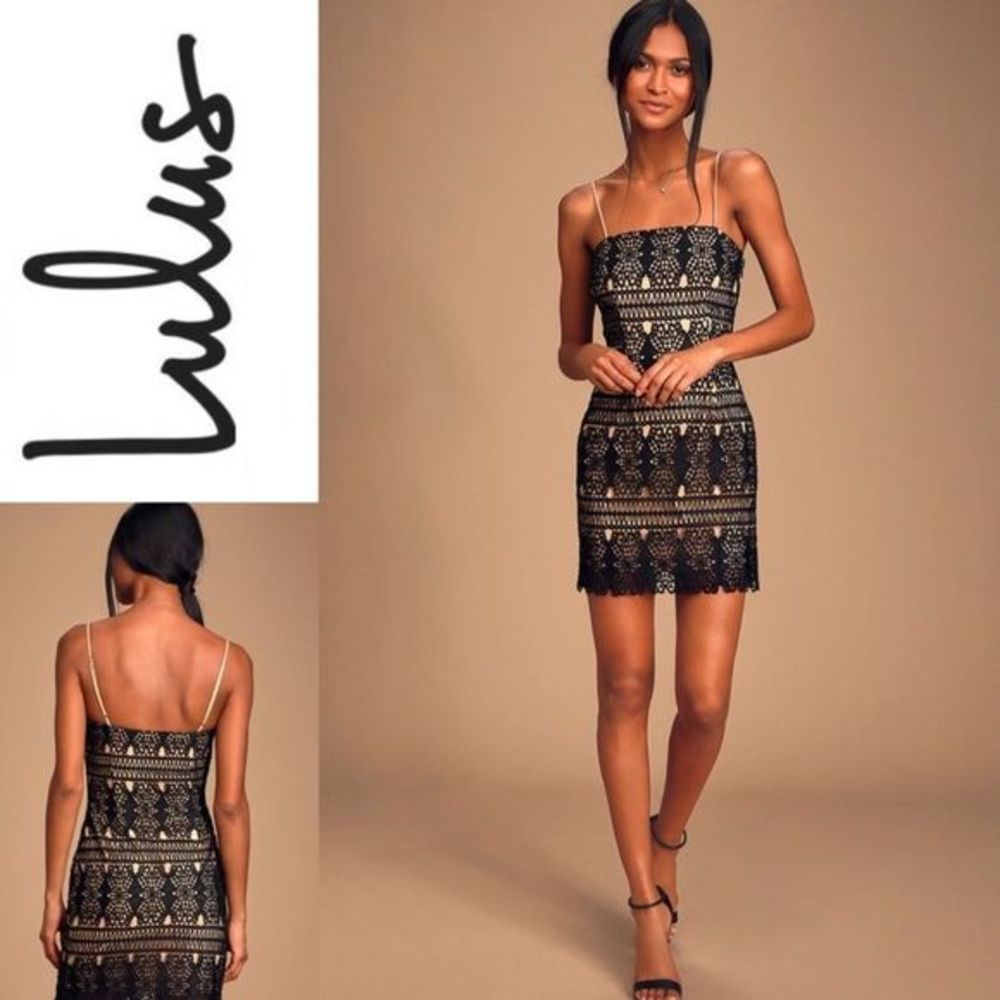 Lulus Adara Women's‎ Black Crochet A-Line Lace Mini Dress Sz Large NWOT